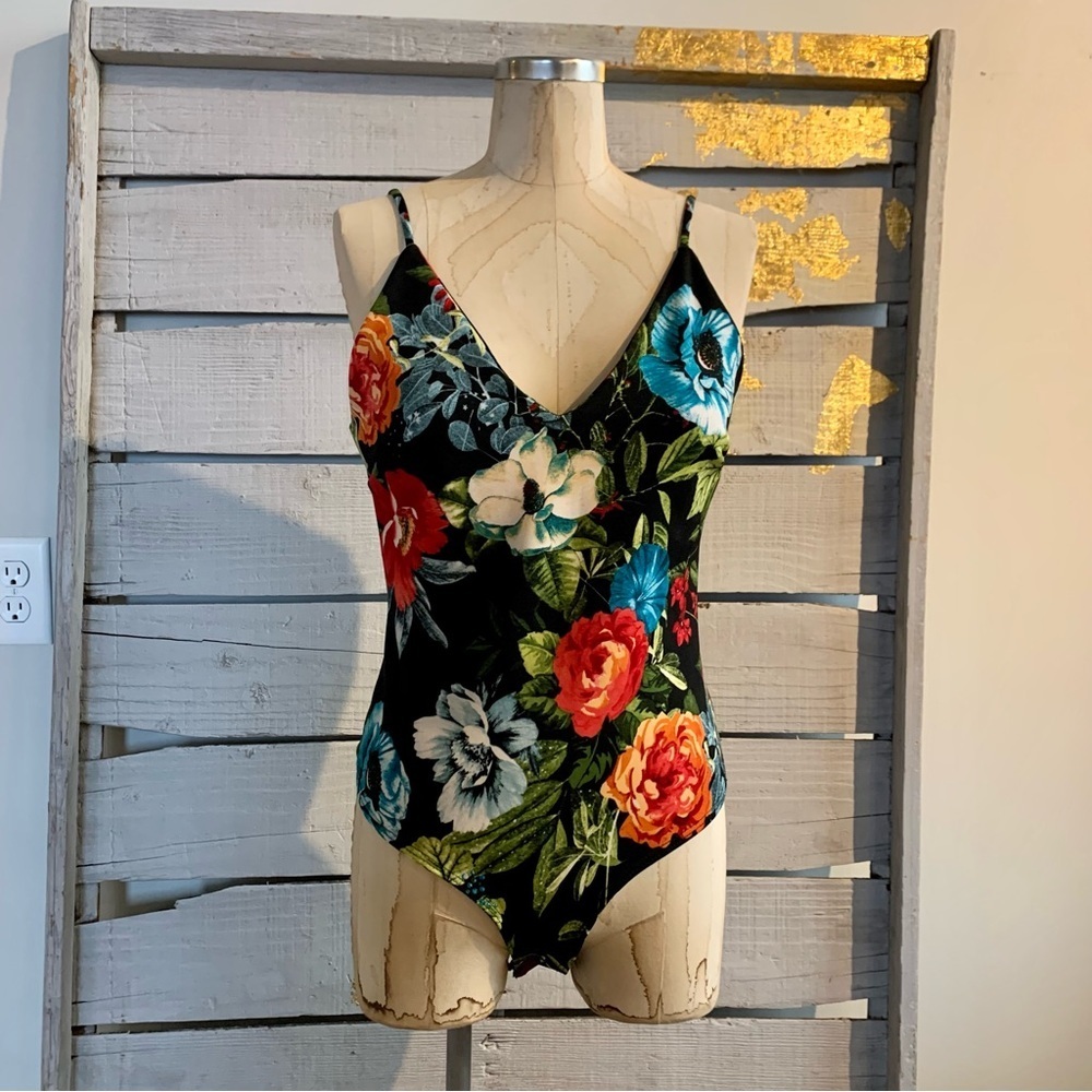 Windsor Floral V-Neck Bodysuit Womens Size Large New With Tags - Picture 2 of 9
